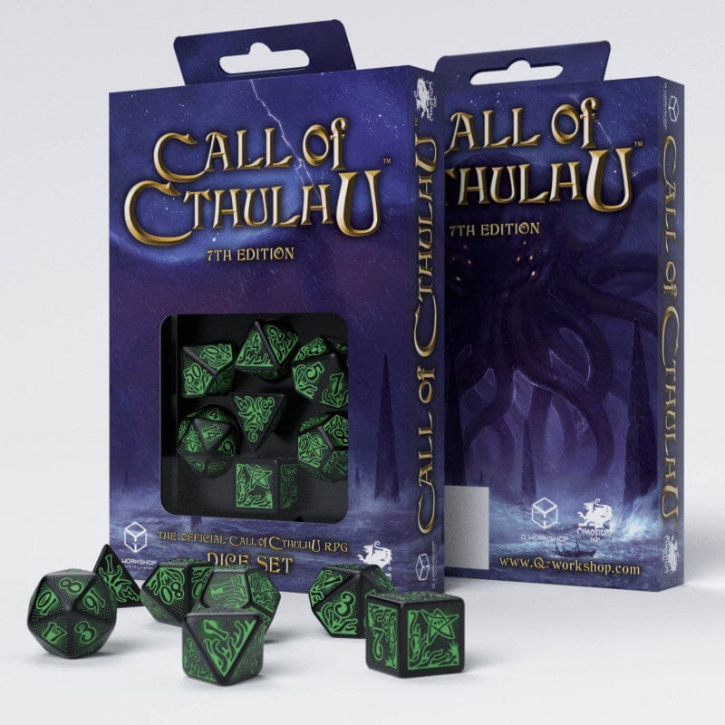 Call of Cthulhu 7th Edition Black & Green Dice Set Dice Q Workshop 