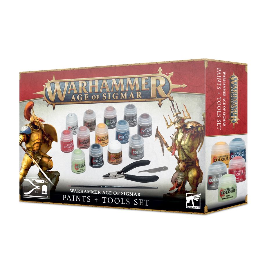 Warhammer Age of Sigmar Paints + Tools Set Supplies Games Workshop 